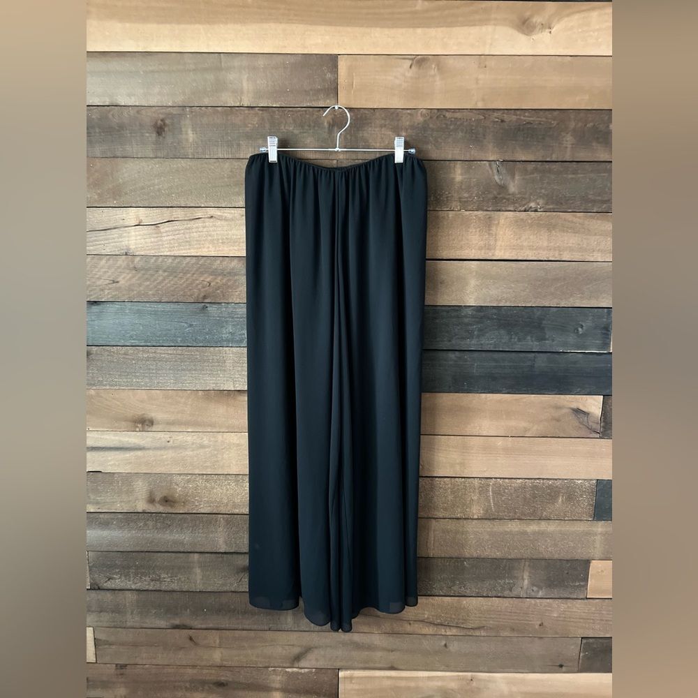 Vintage 90s/Y2K Black Chiffon Wide Leg Pants Minimalist Flowy Dressy - Picture 12 of 12